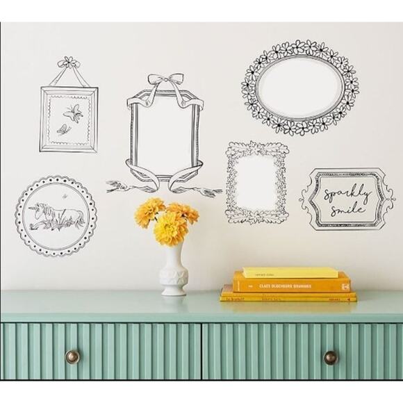 NEW Open Frames WALL DECALS PB Wall Decor Girls Baby Unicorn Butterfly Smile NIP - Picture 2 of 2